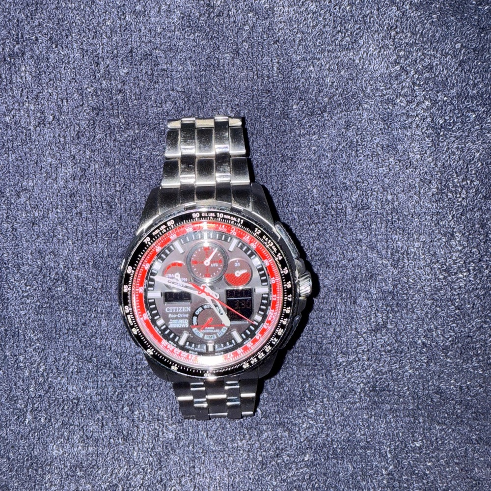 Citizen Silver and Red Chronograph Watch